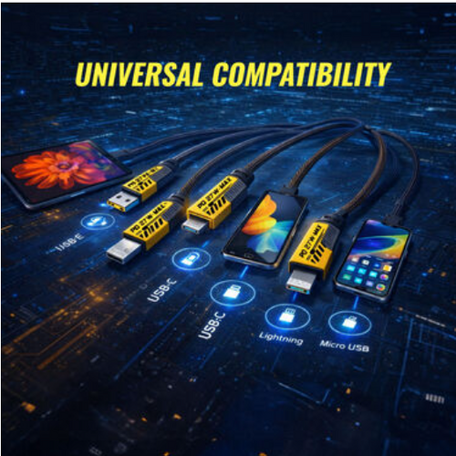 4-In -1 Fast Charging Cable Multi-Device Charger For iPhone & Android