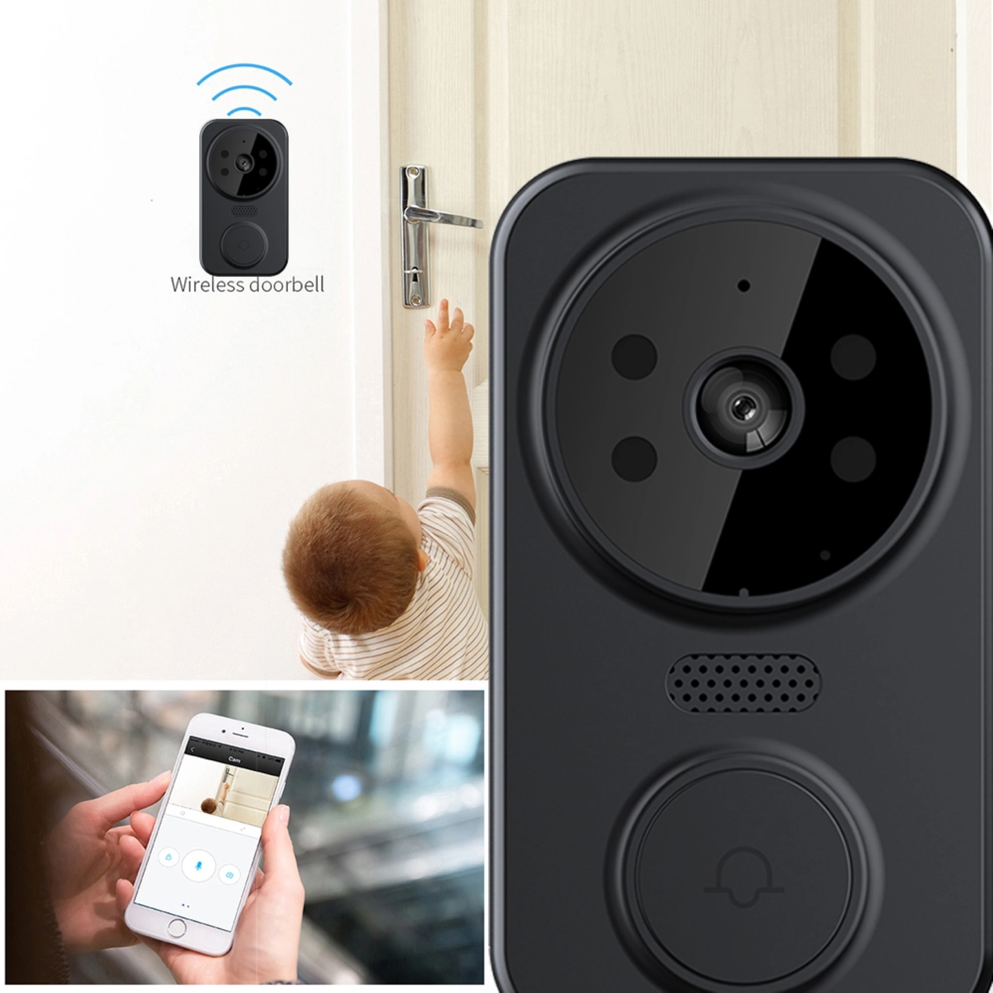 CreaTeck Smart Camera Doorbell (Black)