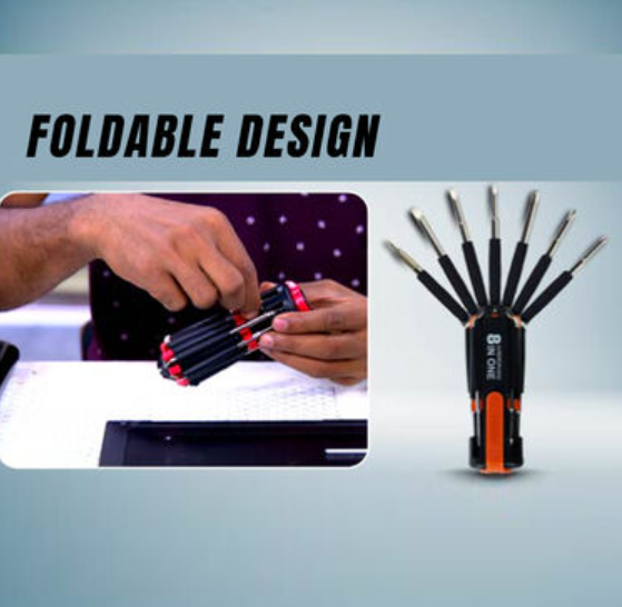 Rechargeable 6 in 1 Emergency Torch Light + 8 in 1 Screwdriver Set