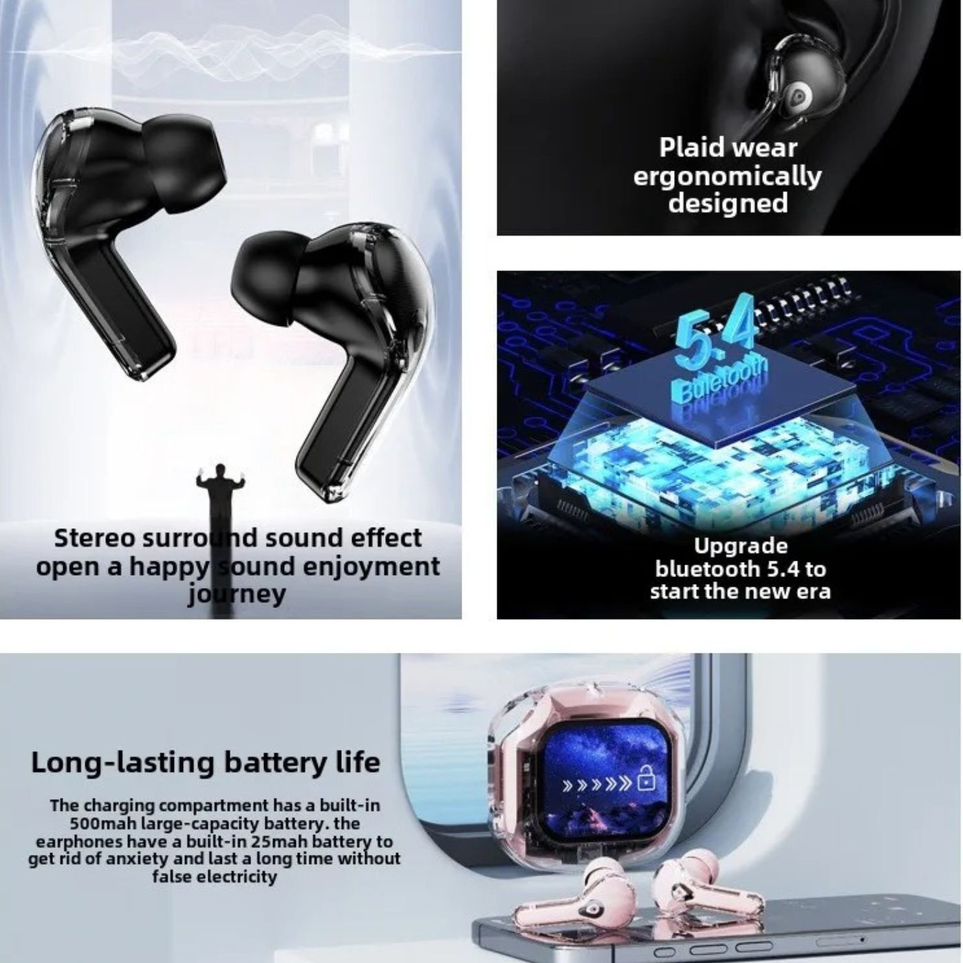CreaTeck EarBuds with Touch Screen Panel for Music Control and Call Receiving Function