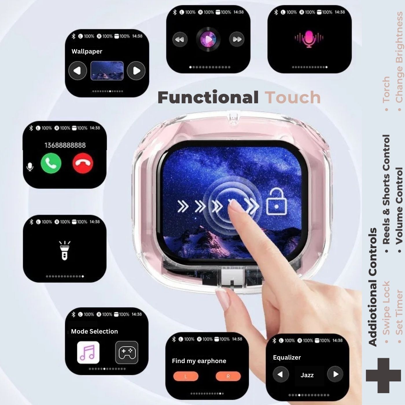 CreaTeck EarBuds with Touch Screen Panel for Music Control and Call Receiving Function